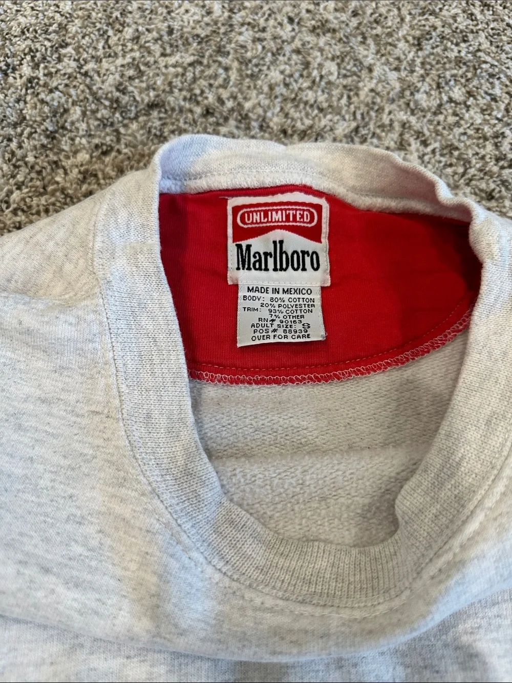 Vintage Marlboro Unlimited Sweatshirt Gray Embroidered Sleeve Size S
